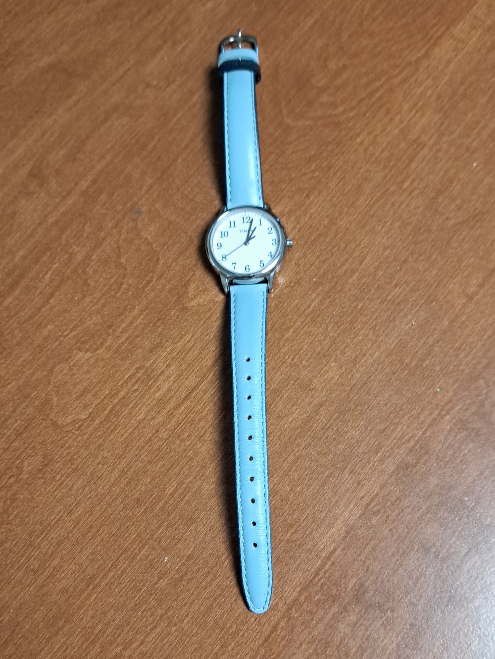 Timex Light Blue Leather Strap Analog Watch Need Battery
